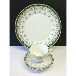 Lenox Oxford Bone China 'Ashley' 3-pc Dinner Plate, Cup, Saucer 1979-1984 USA K4